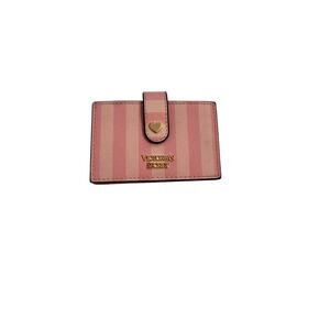 Victoria's Secret Pink Striped Snap Shut Accordian Card Holder Wallet 4x2.5"